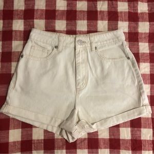 Cotton On High Rise "Flashback" Mom Shorts in Cream